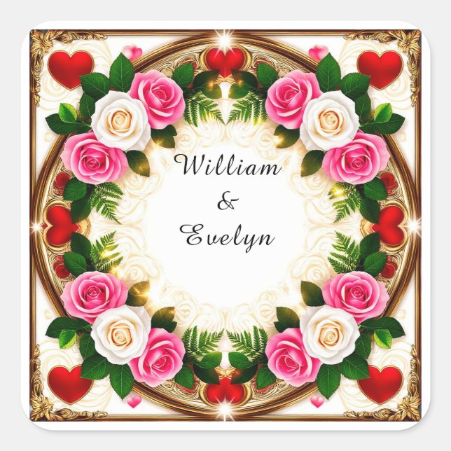 Lebhaftes Blumendesign Quadratischer Aufkleber (Vorderseite)