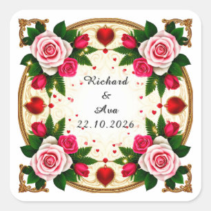 Lebhaftes Blumendesign Quadratischer Aufkleber