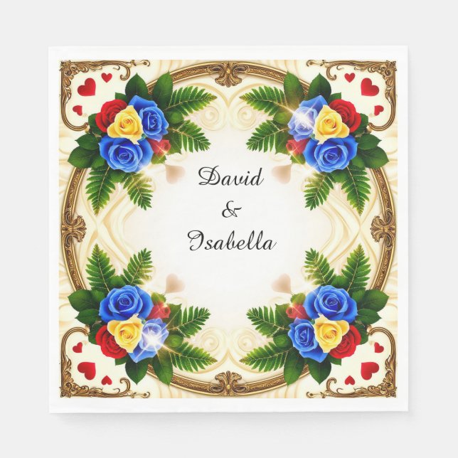 Lebhaftes Blumendesign Serviette (Vorderseite)