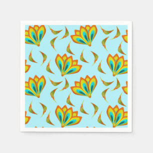 Lebhaftes Blumenmuster auf hellblauem Hintergrund Serviette