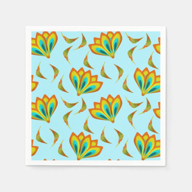 Lebhaftes Blumenmuster auf hellblauem Hintergrund Serviette (Vorderseite)