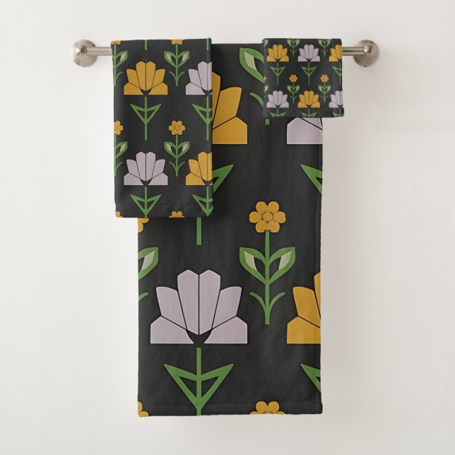 Lebhaftes Blumenmuster Badhandtuch Set (Insitu)