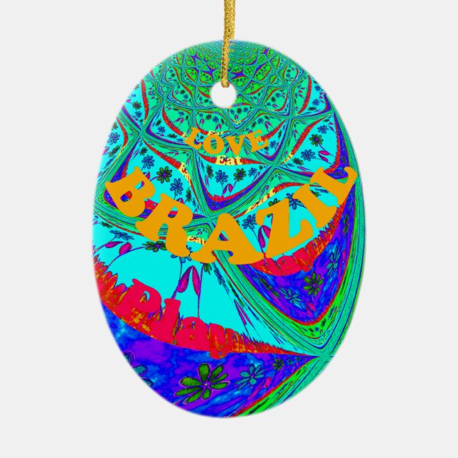 Lebhaftes Blumenmuster: brasilianischer Tribute Ea Keramik Ornament (Vorne)