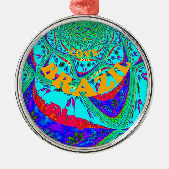 Lebhaftes Blumenmuster: brasilianischer Tribute Ea Ornament Aus Metall (Vorne)