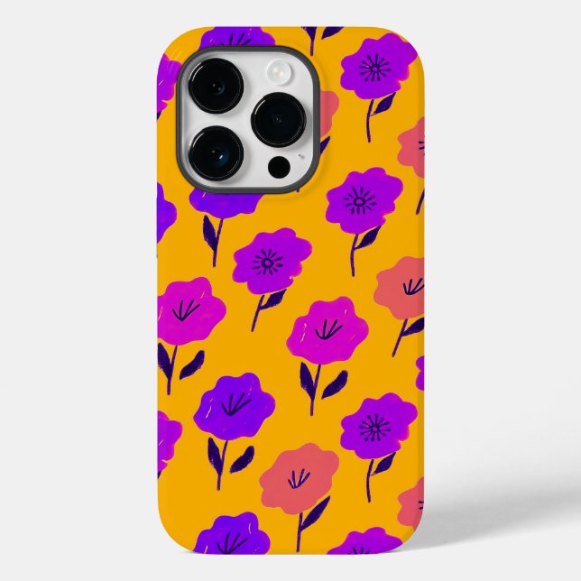 Lebhaftes Blumenmuster Case-Mate iPhone 14 Pro Hülle (Rückseite)