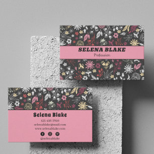 Lebhaftes Blumenmuster   Elegant und modern Visitenkarte