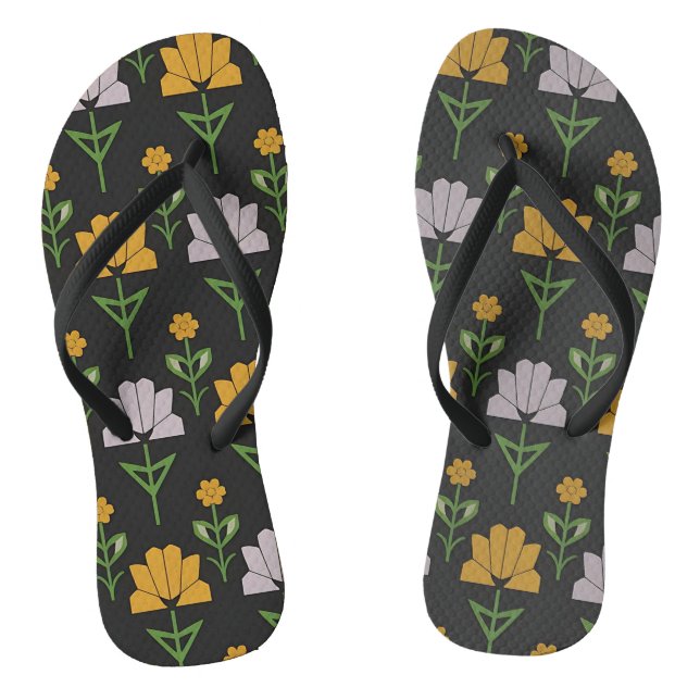 Lebhaftes Blumenmuster Flip Flops (Fußbett)