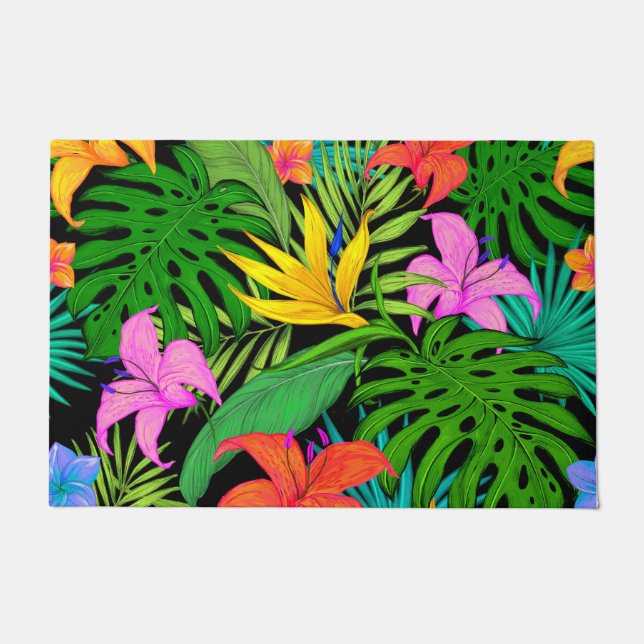 Lebhaftes Blumenmuster Fußmatte (Vorderseite)