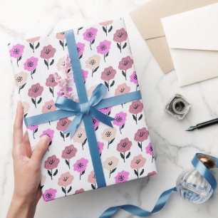 Lebhaftes Blumenmuster Geschenkpapier