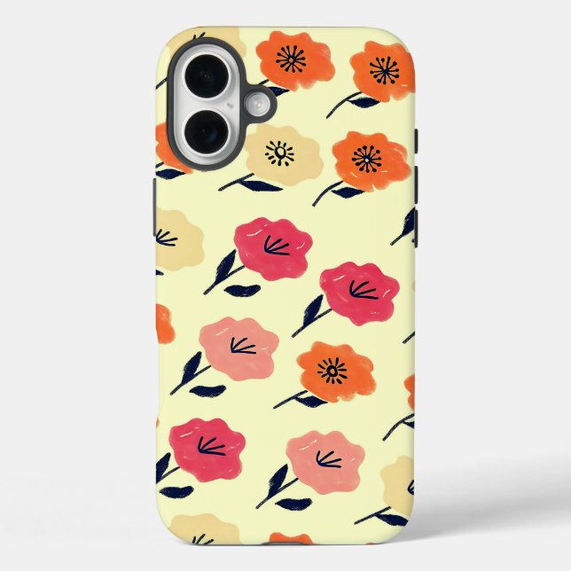Lebhaftes Blumenmuster iPhone 16 Plus Hülle (Rückseite)