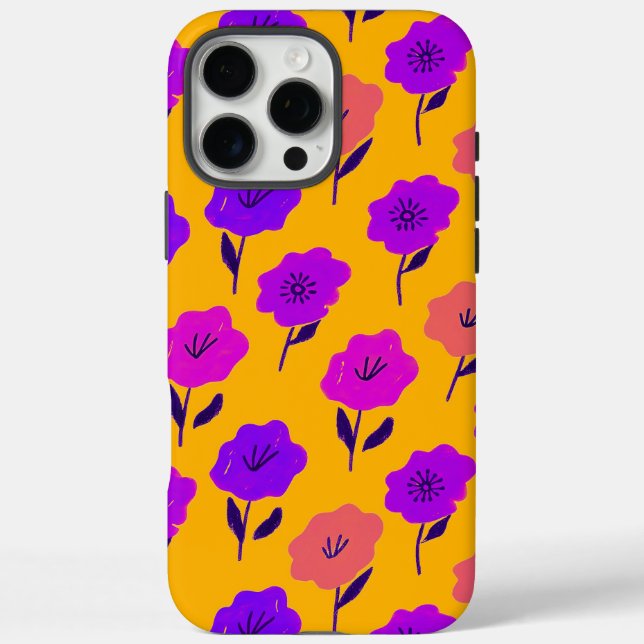 Lebhaftes Blumenmuster iPhone 16 Pro Max Hülle (Rückseite)