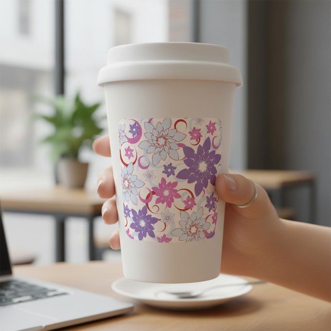 Lebhaftes Blumenmuster Lila Pink Blue Blumen Quadratischer Aufkleber (Von Creator hochgeladen)