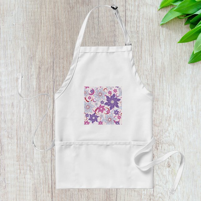Lebhaftes Blumenmuster Lila Pink Blue Blumen Schürze (Von Creator hochgeladen)