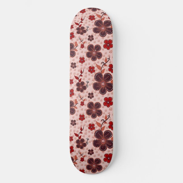 Lebhaftes Blumenmuster mit bunten Blume Skateboard (Vorderseite)