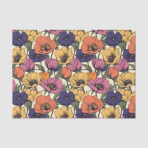 Lebhaftes Blumenmuster mit farbenfrohen Pflücken Seidenpapier