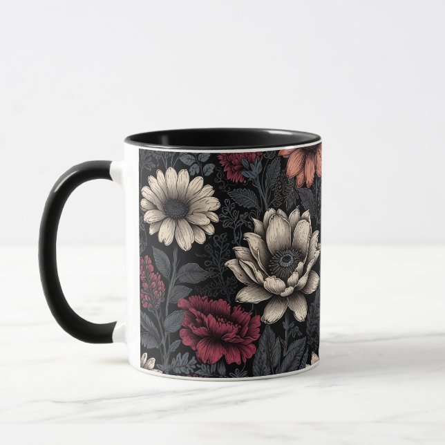 Lebhaftes Blumenmuster mit gemischten Farben Tasse (Links)