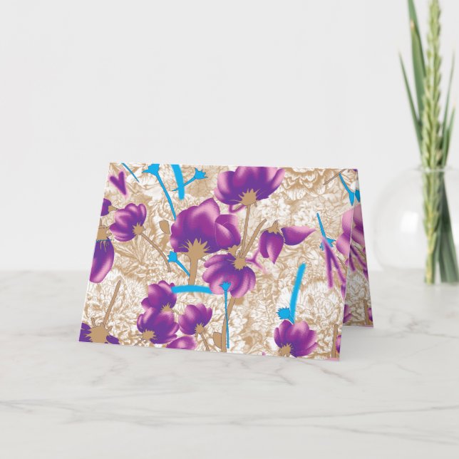 Lebhaftes Blumenmuster mit lila und blauem f (Vorderseite)
