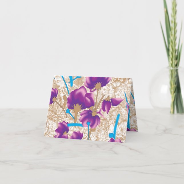 Lebhaftes Blumenmuster mit lila und blauem f (Vorderseite)