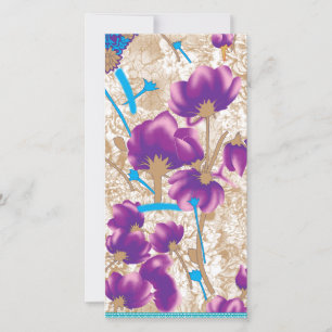 Lebhaftes Blumenmuster mit lila und blauem f