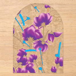 Lebhaftes Blumenmuster mit lila und blauem f Acryleinladungen