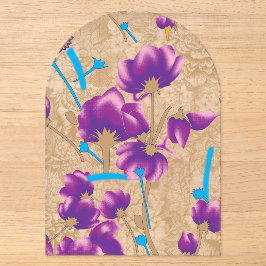 Lebhaftes Blumenmuster mit lila und blauem f Acryleinladungen