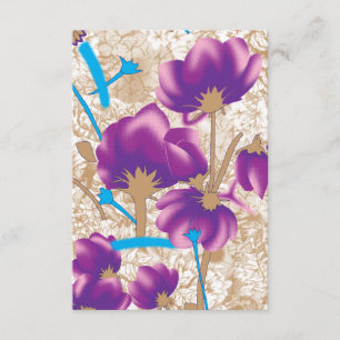 Lebhaftes Blumenmuster mit lila und blauem f Begleitkarte