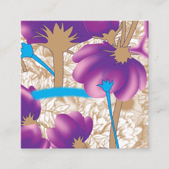 Lebhaftes Blumenmuster mit lila und blauem f Begleitkarte (Vorderseite)