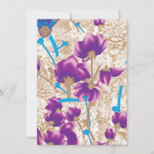 Lebhaftes Blumenmuster mit lila und blauem f Einladung