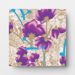 Lebhaftes Blumenmuster mit lila und blauem f Fotoplatte