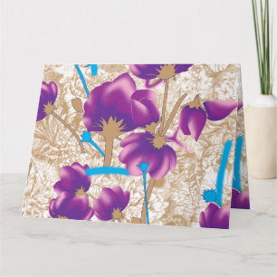 Lebhaftes Blumenmuster mit lila und blauem f Karte