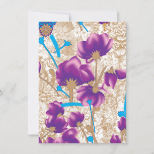 Lebhaftes Blumenmuster mit lila und blauem f Karte