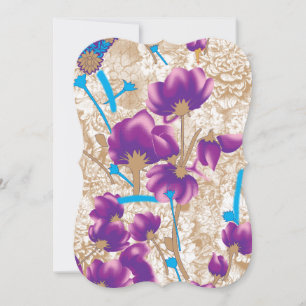 Lebhaftes Blumenmuster mit lila und blauem f Karte