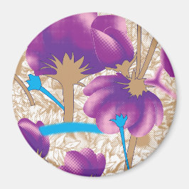 Lebhaftes Blumenmuster mit lila und blauem f Magnet