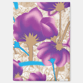 Lebhaftes Blumenmuster mit lila und blauem f Magnet