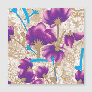 Lebhaftes Blumenmuster mit lila und blauem f Magnetkarte