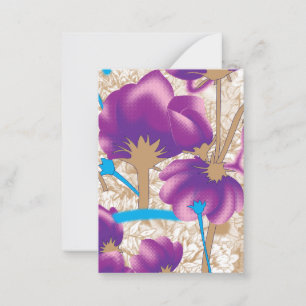 Lebhaftes Blumenmuster mit lila und blauem f Mitteilungskarte