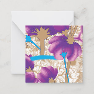 Lebhaftes Blumenmuster mit lila und blauem f Mitteilungskarte