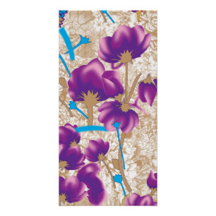 Lebhaftes Blumenmuster mit lila und blauem f Poster