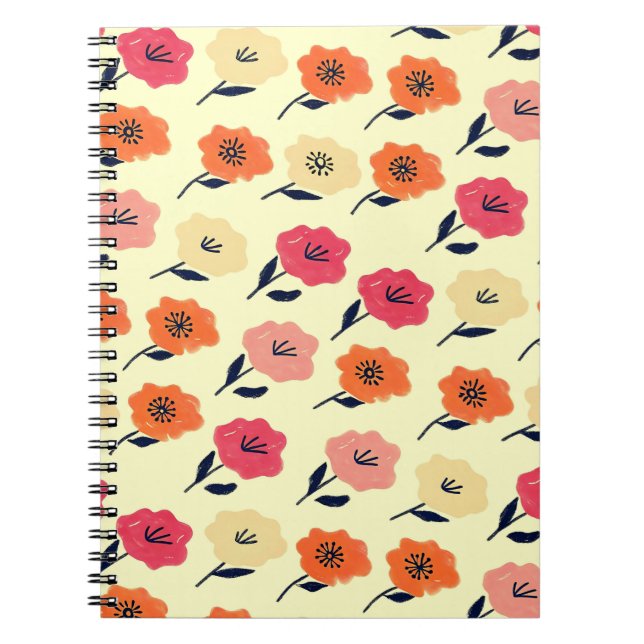 Lebhaftes Blumenmuster Notizblock (Vorderseite)