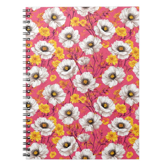 Lebhaftes Blumenmuster Notizblock (Vorderseite)