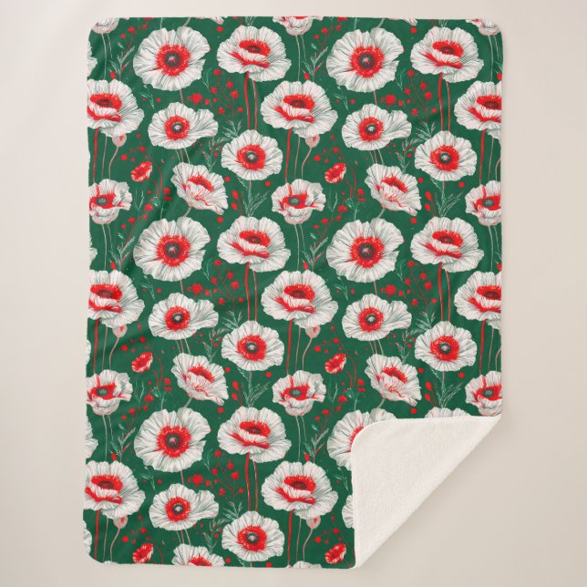 Lebhaftes Blumenmuster Sherpadecke (Vorderseite)