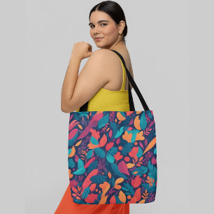 Lebhaftes Blumenmuster Tasche