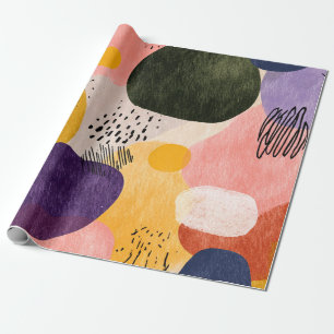 Lebhaftes Boho Abstraktes Muster   Bio Formen Geschenkpapier