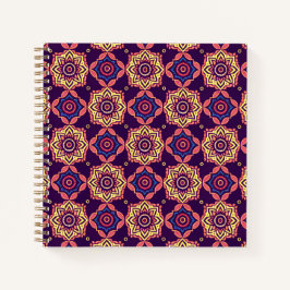 Lebhaftes Boho Chic Geometric Floral Pattern Notizbuch