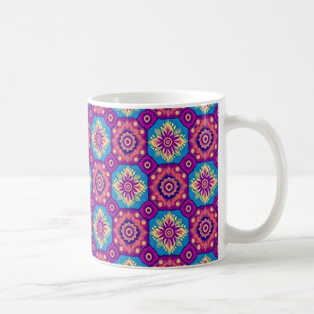 Lebhaftes Boho Chic Mandala Pattern Kaffeetasse (Rechts)