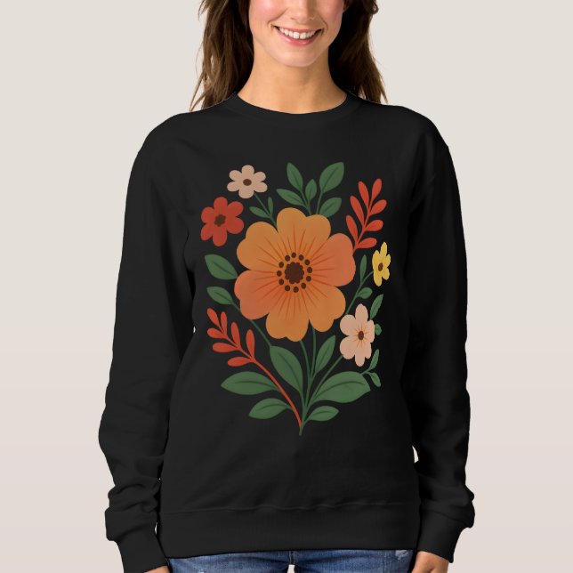 Lebhaftes Boho Floral Bouquet Women's Sweatshirt (Vorderseite)