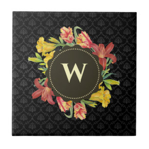 Lebhaftes Bright Spring Flowers KREath Monogramm Fliese