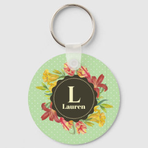 Lebhaftes Bright Spring Flowers KREath Monogramm Schlüsselanhänger