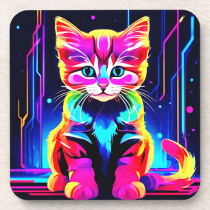 Lebhaftes Cat Artwork Getränkeuntersetzer