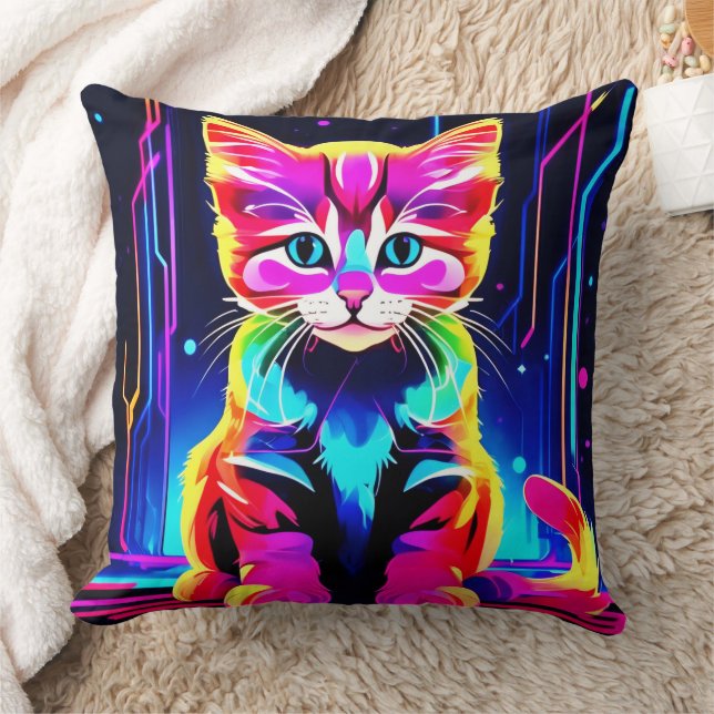 Lebhaftes Cat Artwork Kissen (Decke)